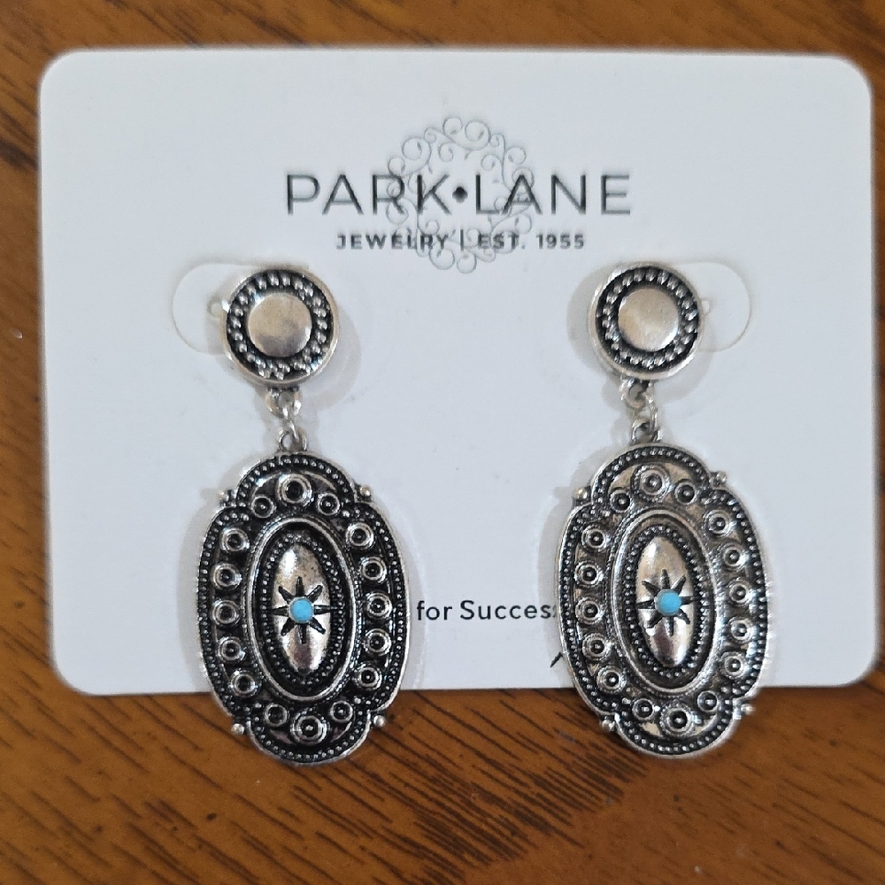 Park Lane Silver Earrings with Blue Accents